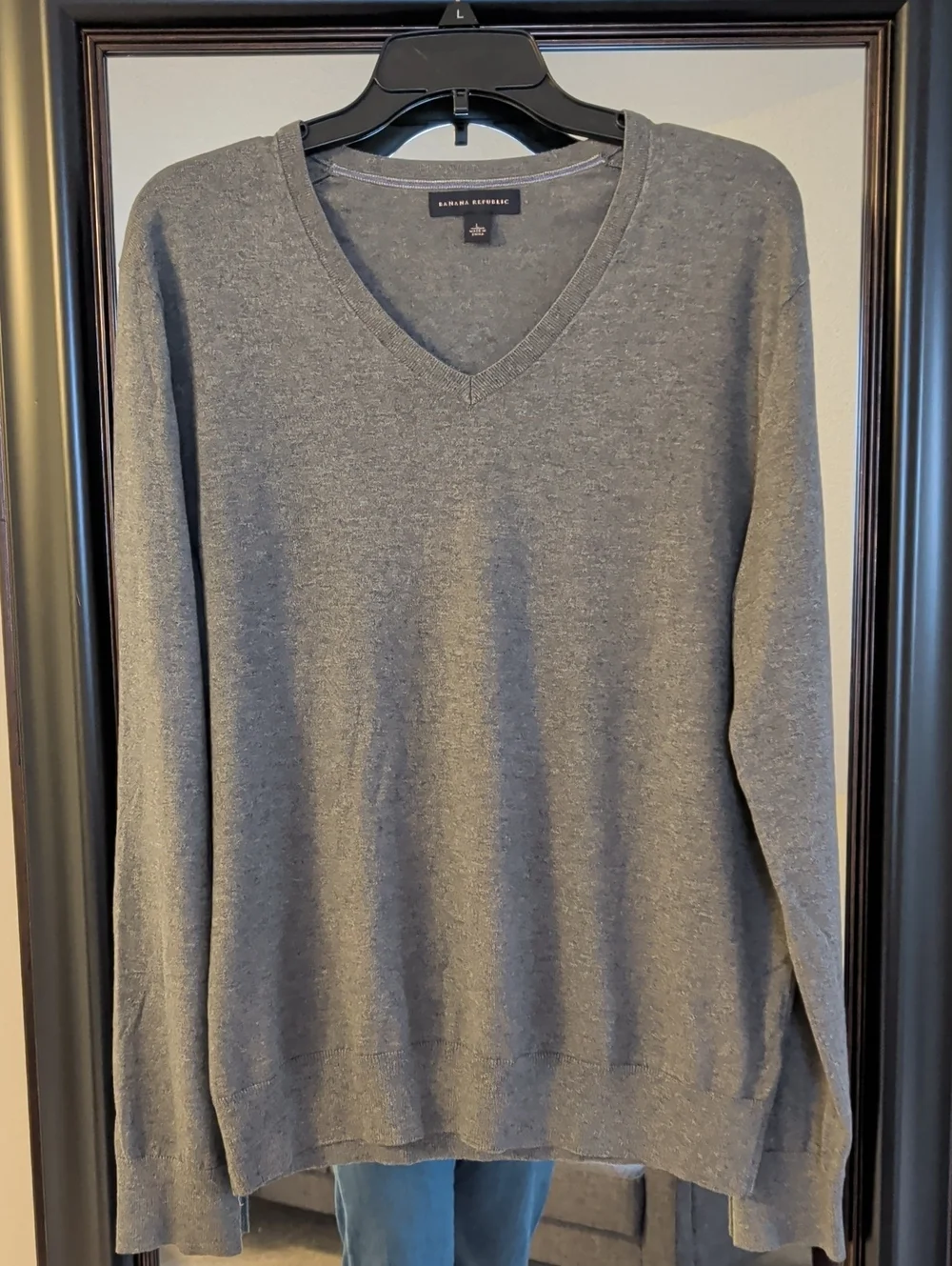 Banana Republic Men's Silk/Cotton/Cashmere Blend Charcoal V-Neck Sweater
